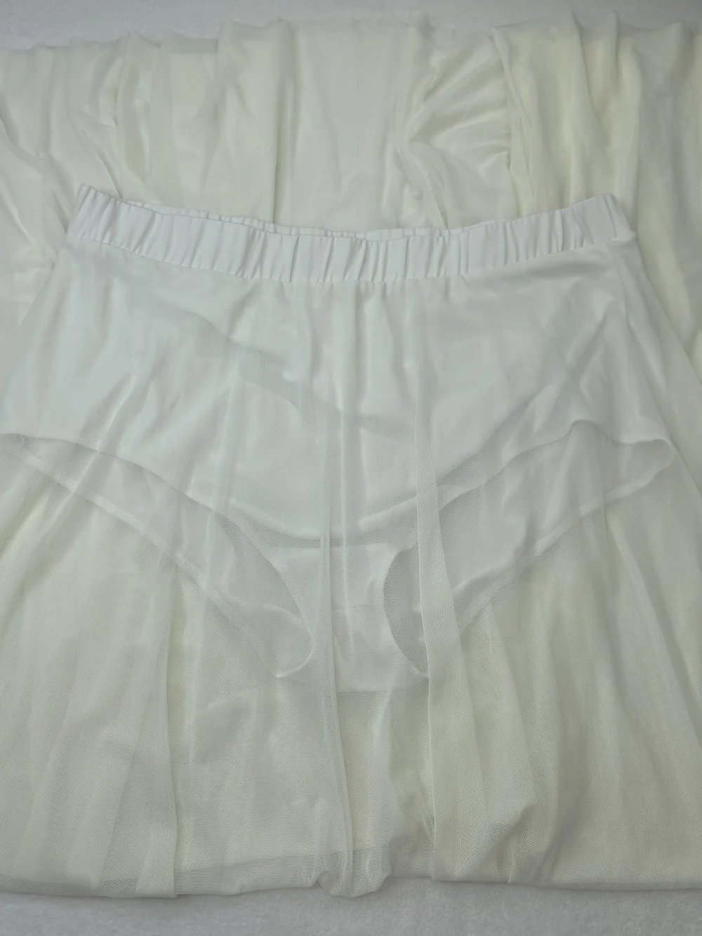 FTF 1 White Mesh Elastic Waist Sheer Skirt W/Panty CX-3898 - Picture 6 of 9